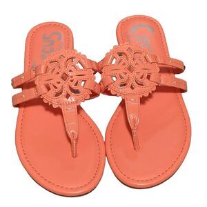 Circus Sam Edelman Canyon orange faux patent leather flip flop sandals 7.5M
